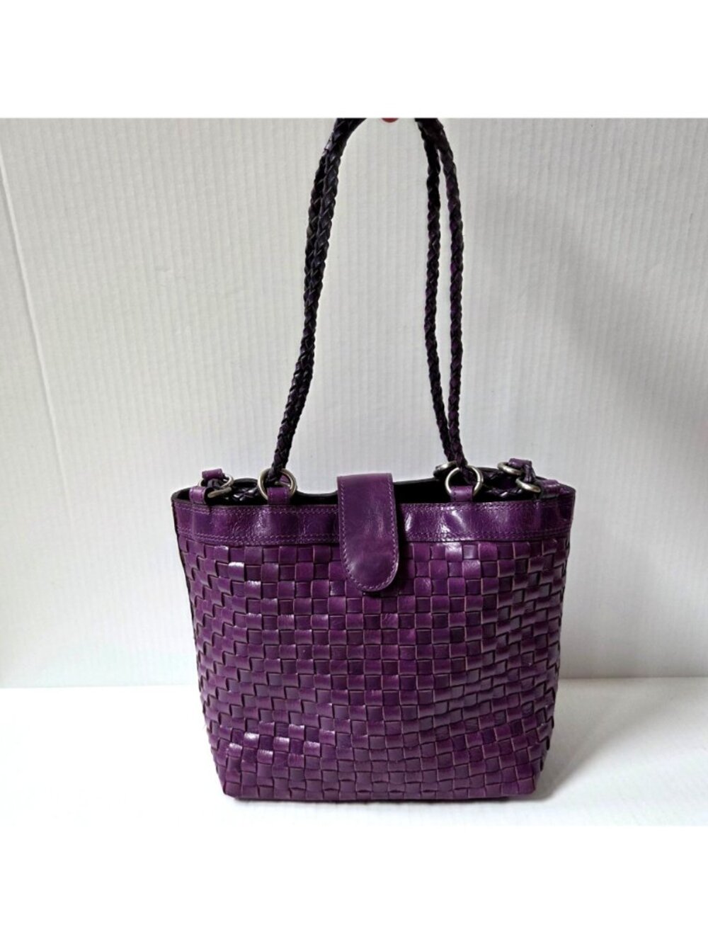 Patricia Nash Purse Purple Discovery Woven Iverna Bucket Shoulder Bag Plum Jam - Picture 2 of 16